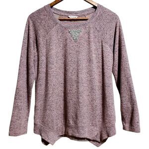 Juicy Couture Womens Brown Top Size Medium Bedazzled Scoop Neck Asymmetric Hem